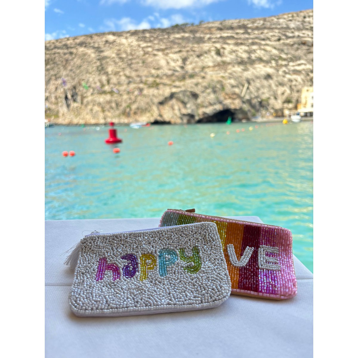 Handgefertigter Perlen-Happy-Beutel *Geschenk*