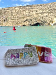 Håndlavet beaded Happy Pouch * Gave *