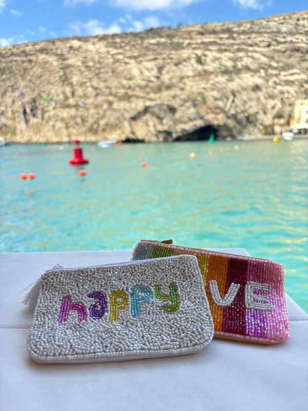 Håndlavet beaded Happy Pouch * Gave *