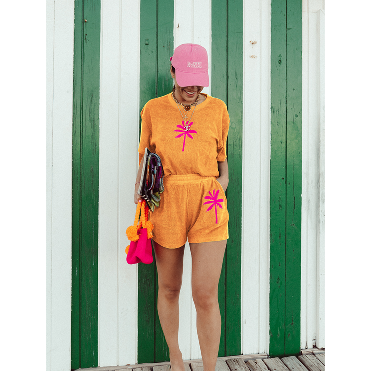 Juego de Terry Palmtree Neon Pink Velvet | Nota: Tiempo de entrega 5-7 días hábiles