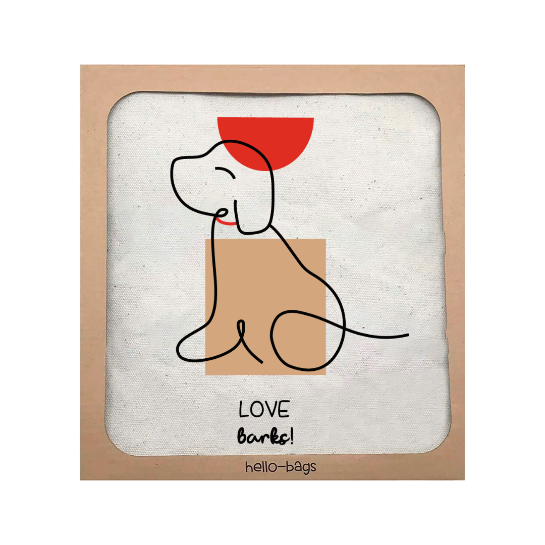 Totebags. Stor lommemodel "LOVE BARKS"