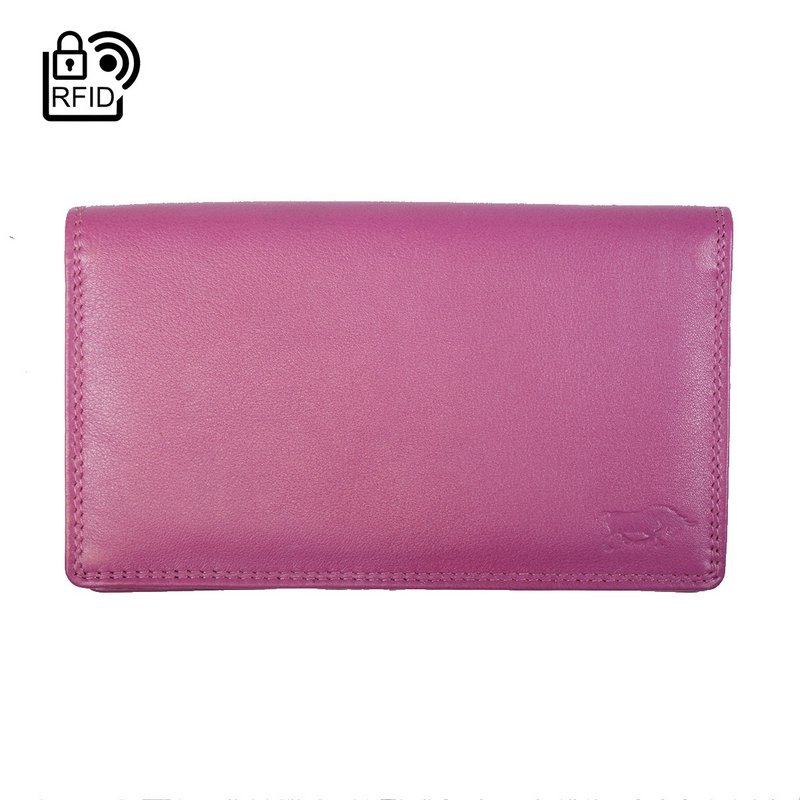 Billetero Mujer RFID En Piel De Vaqueta - Billetero Mujer Grande Antidesnatado Con Doble Solapa