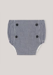 Bloomer with buttons - Snow white and navy blue - Marine Blue Check