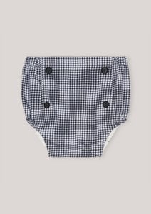 Bloomer with buttons - Snow white and navy blue - Marine Blue Check