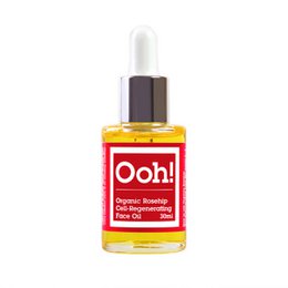 Organic rosehip face oil in a 30ml bottle. Regenerating formula with natural oils to nourish and revitalize skin.