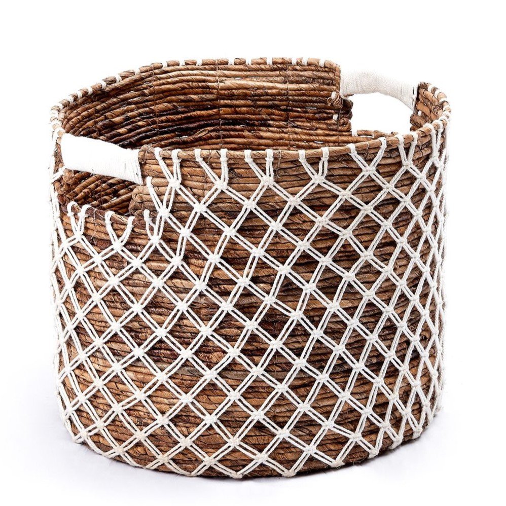 Cesto portaoggetti PURA | Cesto per piante | Cesto per la biancheria (bianco) in fibra di banana (3 misure)