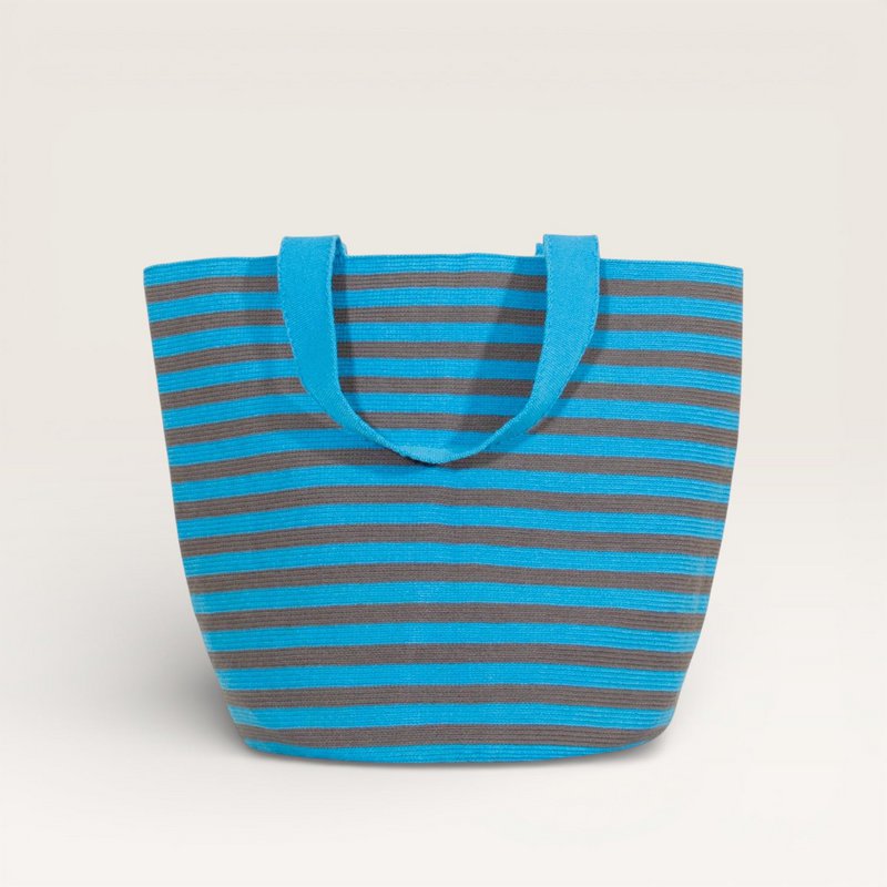 Striped Round Tote Bag | Himmelblau