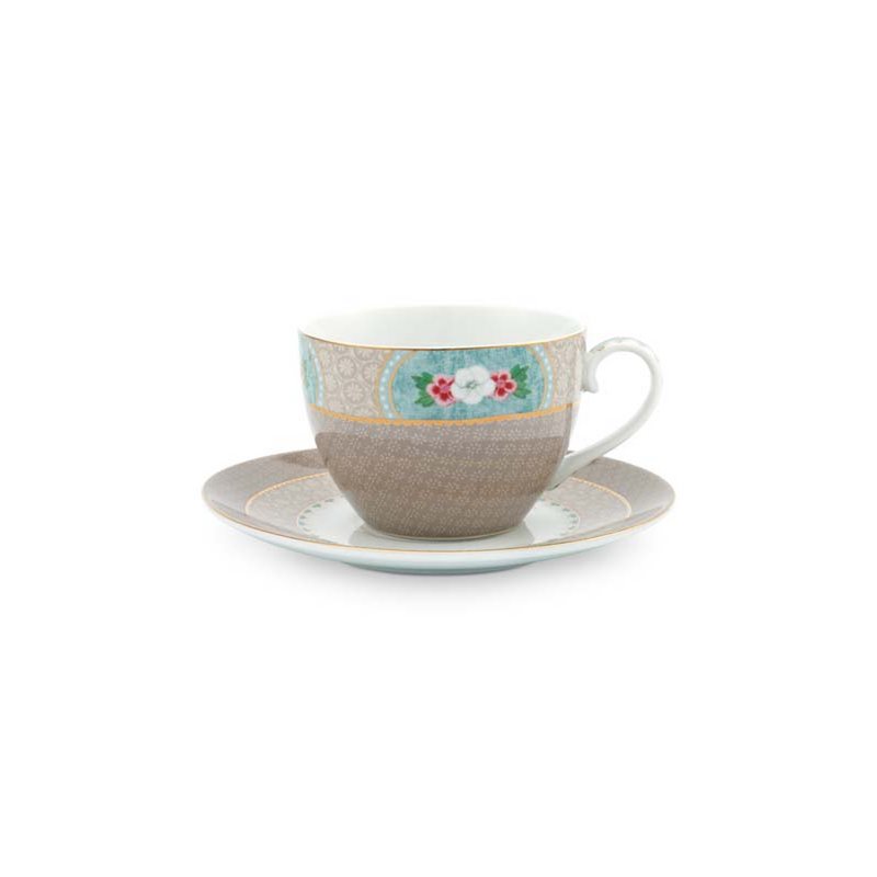 Cup & Saucer Blushing Birds Khaki 280ml