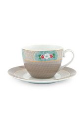 Cup & Saucer Blushing Birds Khaki 280ml