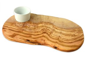 Burger board RUSTIC including porcelain bowl (length approx. 40-44 cm)