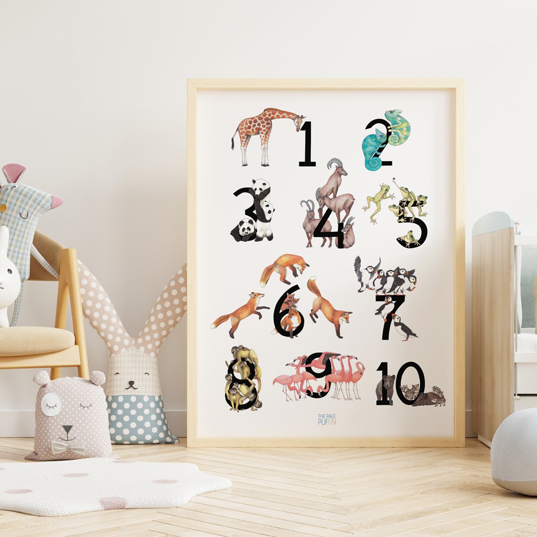 123 póster Animales - A1