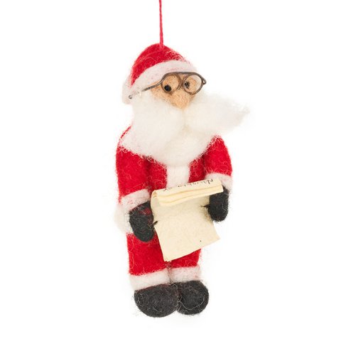 Handmade Felt Naughty or Nice Santa Hanging Christmas Decoration