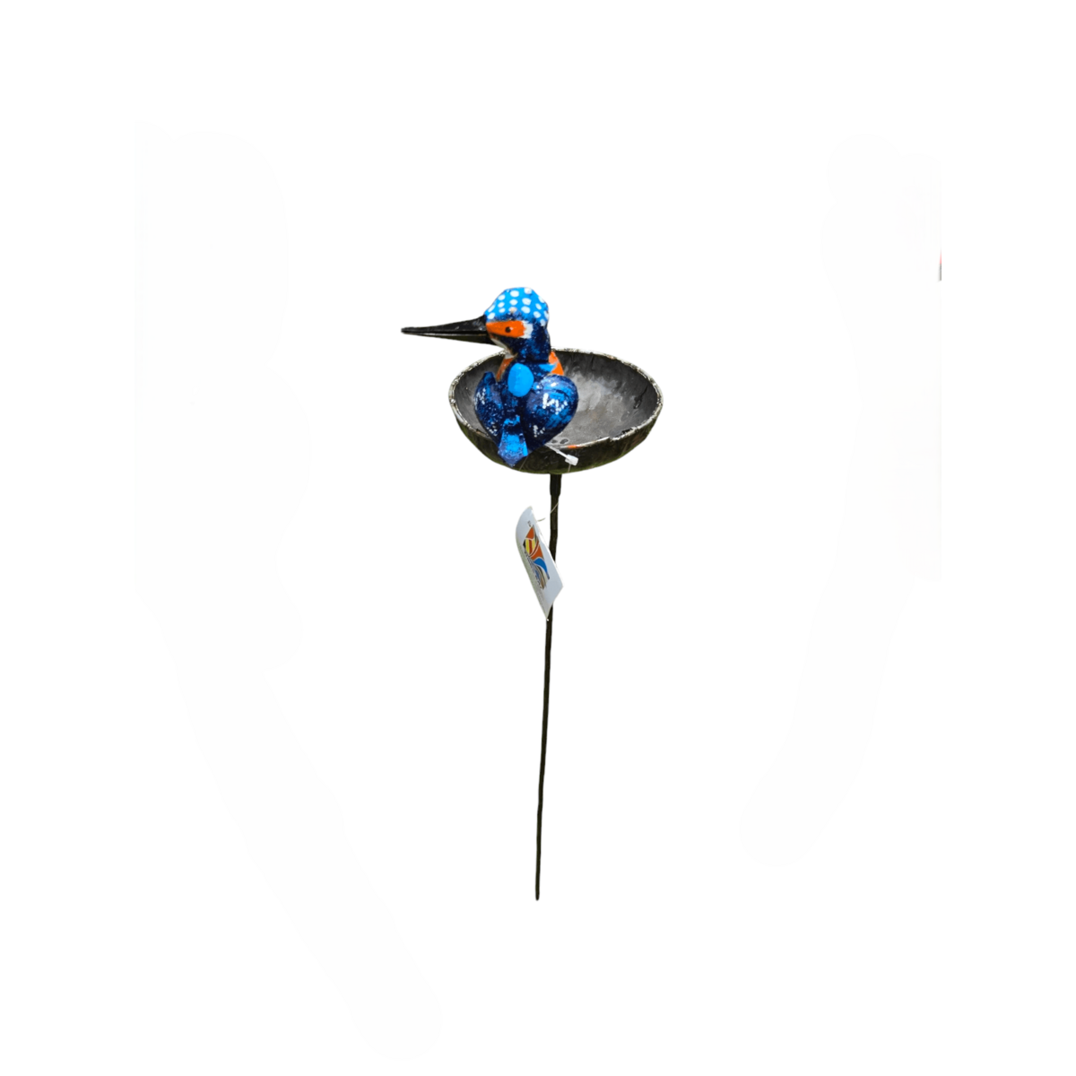 Metalen baby kingfisher kom op stok