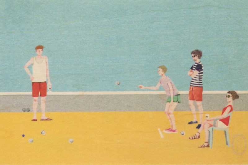 wooden postcard france petanque