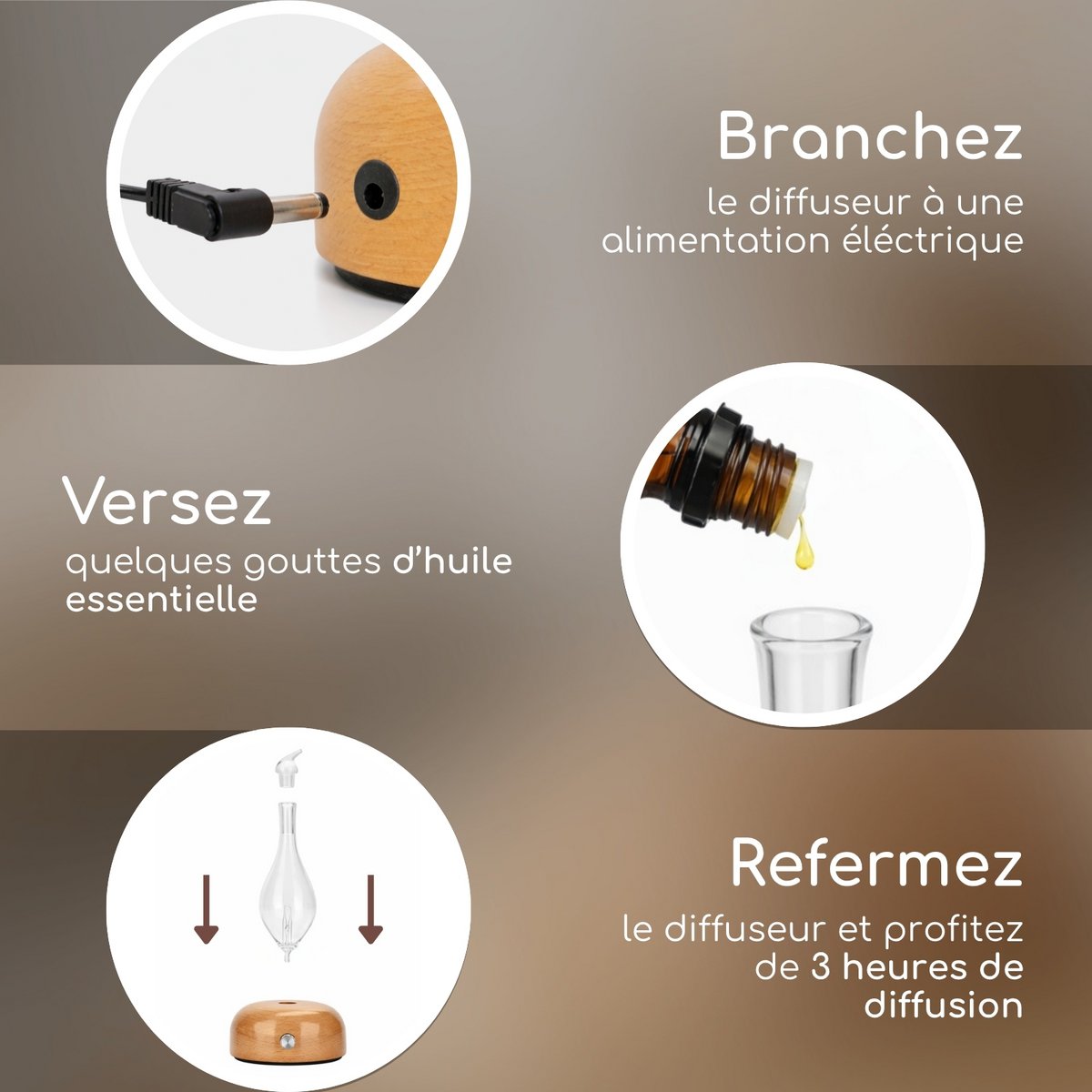 Nebulization diffuser - Aurora - wood and FSC glass - Sober and modern design - Timer function - Dimmer button - Decoration gift idea