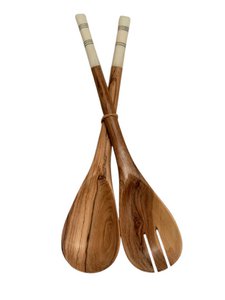 Luxuriöses Löffelset aus Olivenholz, weißes Design