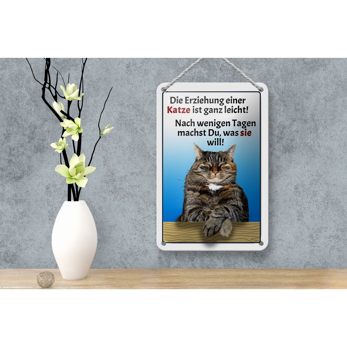 Tin sign saying 12x18cm raising a cat easy decoration