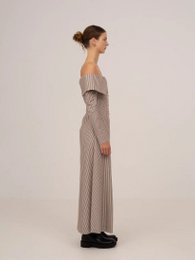 Bardot Brown Striped Off Shoulder Maxi Dress