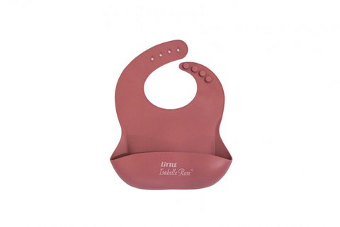 Silicone bib dark pink 30x23 cm Little Isabelle Rose