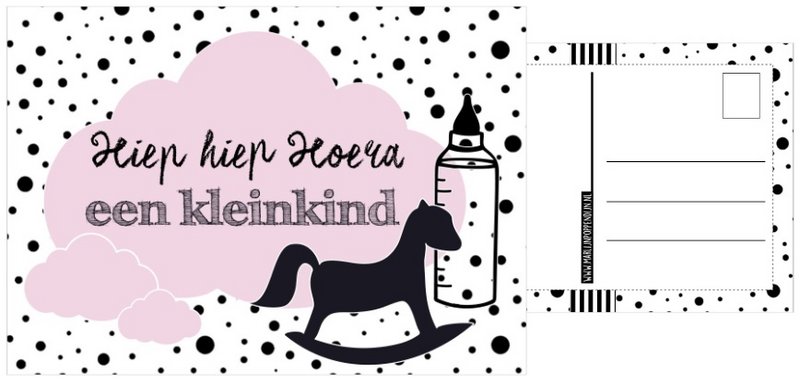 A6 Karte mit Text '' Hip Hip Hurra ein Enkel rosa.