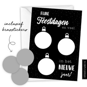 Weihnachtskarte Rubbelkarte DIY inklusive Umschlag - Schwarz/Silber