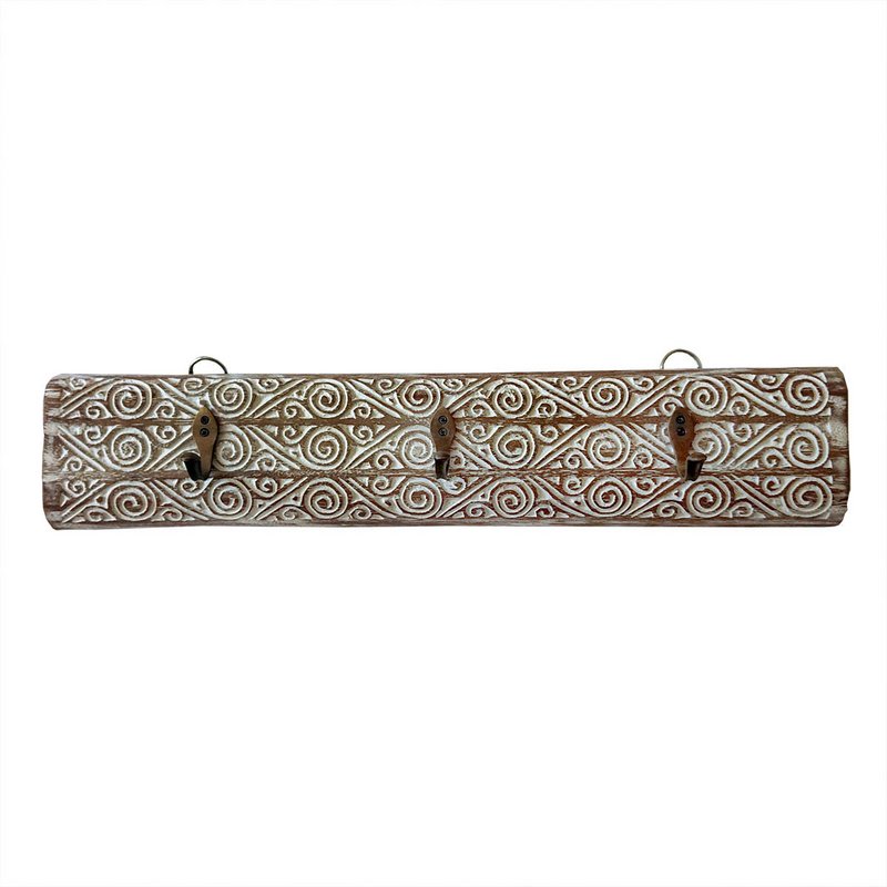 Appendiabiti a 3 ganci in legno intagliato.
