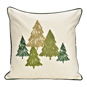 Pillow cover embroidered with a cotton fir tree, beige (b/h) 45x45cm