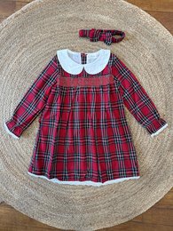 Merry Plaid Christmas Dress + pandebånd
