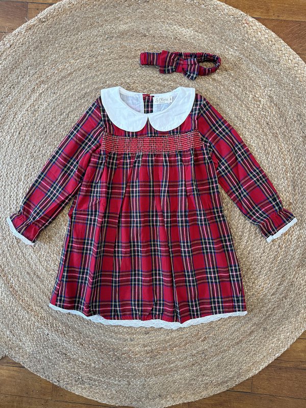 Merry Plaid Christmas Dress + pandebånd