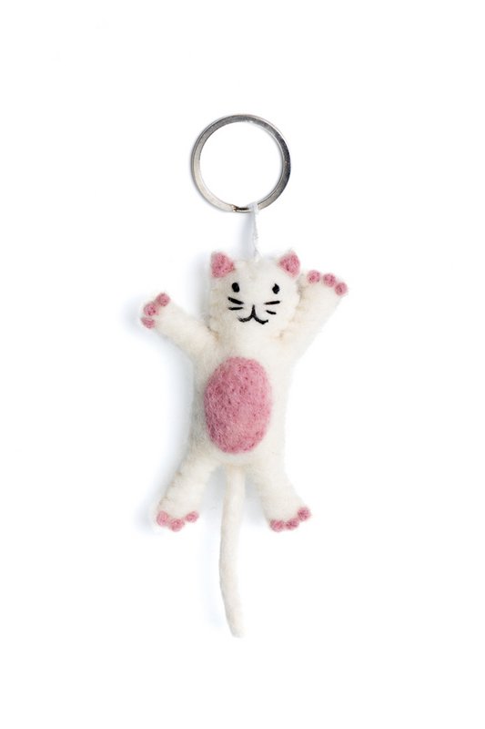 Schlüsselanhänger Katze weiß
