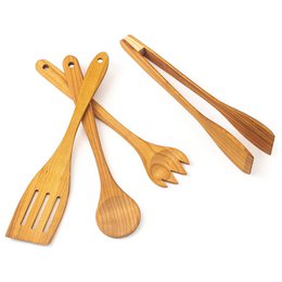 4 Piece Wooden Kitchen Cooking Set Cherry Wood