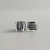 Tiny  black white striped earrings with sterling silver posts