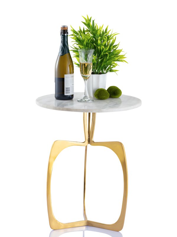 Tavolino in metallo rotondo ø 45 x 56 cm tavolo decorativo in marmo Sohoo con cornice argento o oro