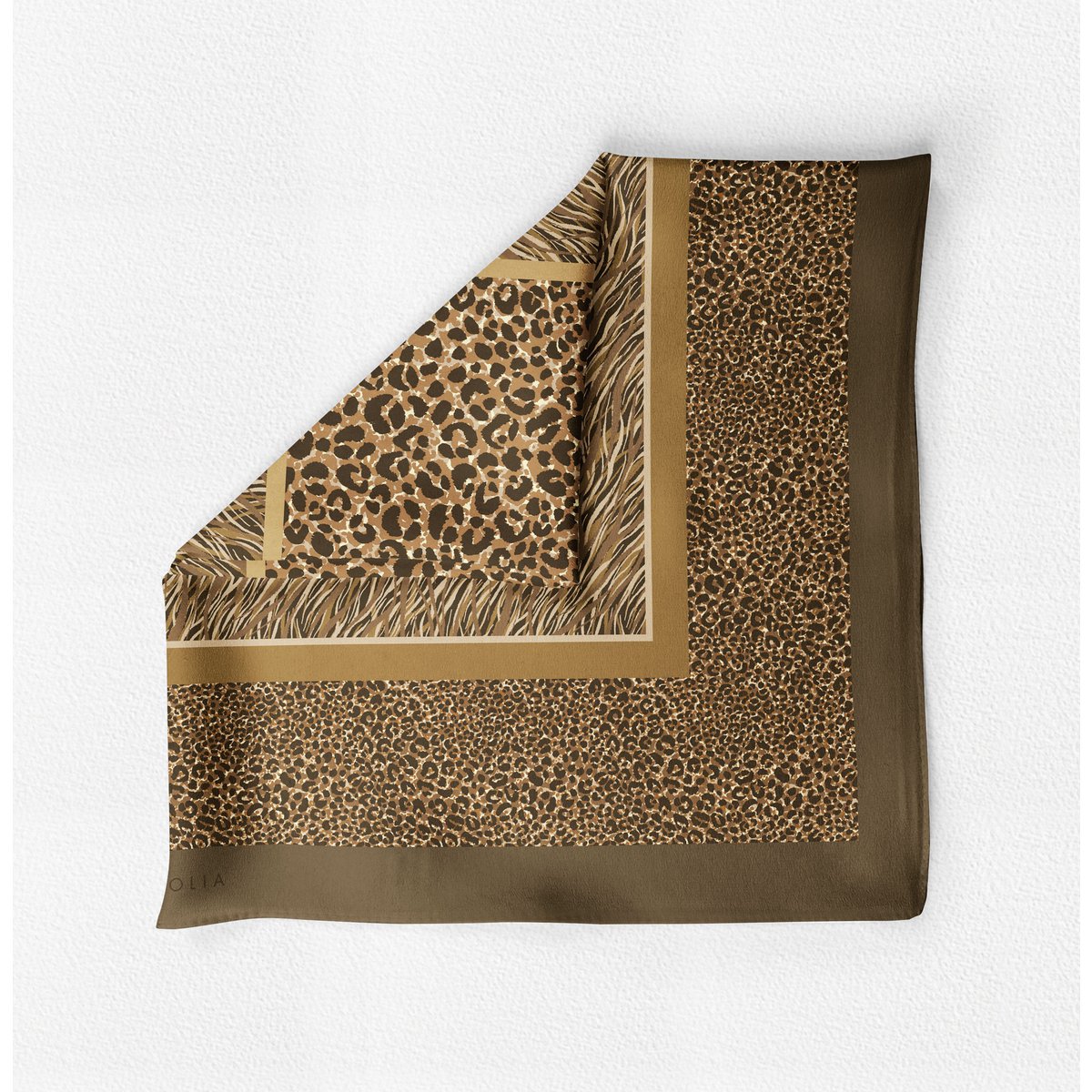 Dierenprint - Bruin-Choco - 90*90cm - 100% Zijde Twill