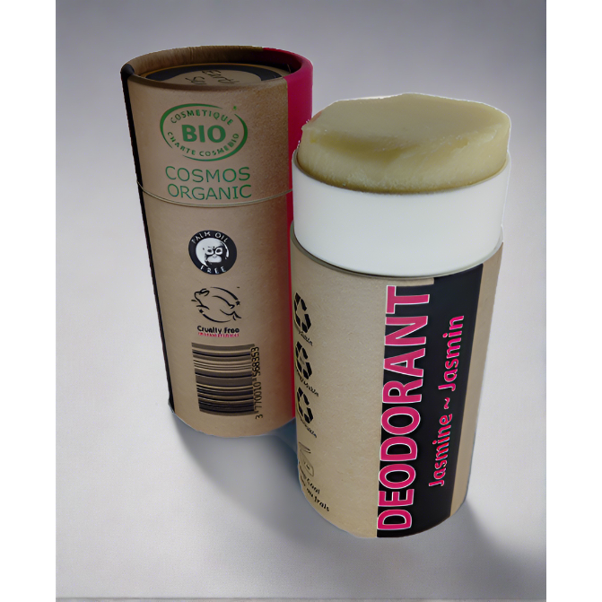 Organic Certified Natural Deodorant - Jasmine 100ml - I piece - 100% recycled paper packaging