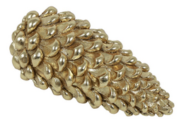 Gold pinecone polystone statue, large decorative cone sculpture, metallic finish home decor accent piece.