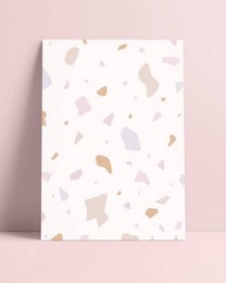 Poster with a terrazzo pattern in neutral colors. Suitable for home decor.