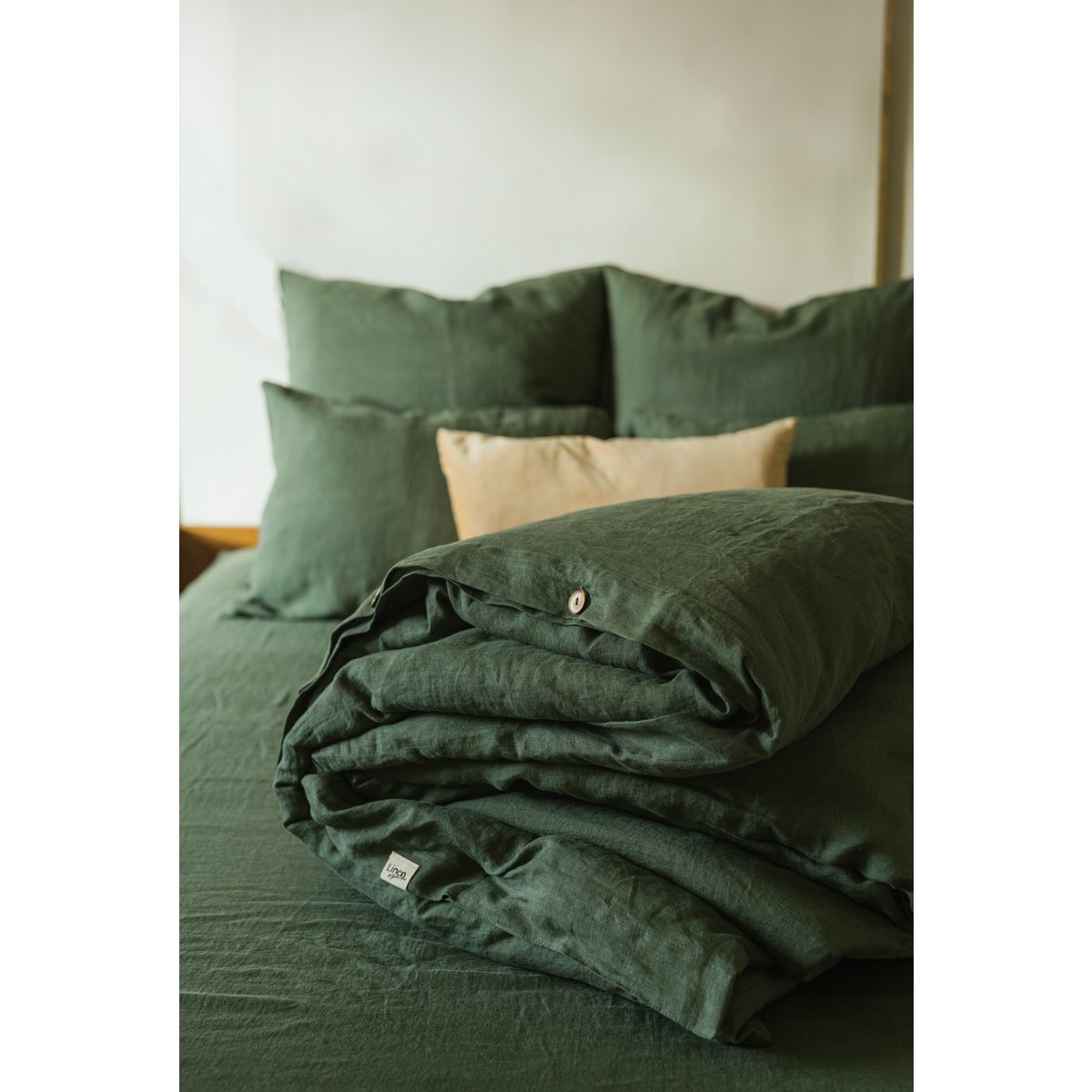 Forest Green Linen Duvet Cover set