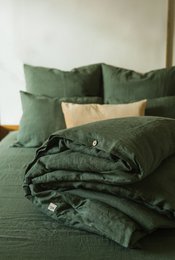 Forest Green Linen Duvet Cover set
