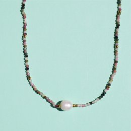 Tee - Tourmaline Crystal Necklace with Pearl