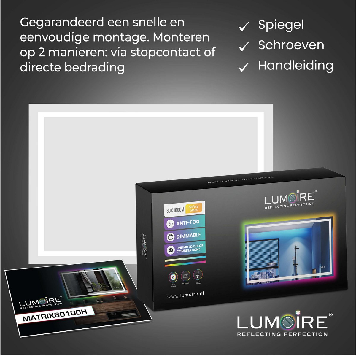 RGB-spiegel Lumoire Matrix horizontaal 100 cm