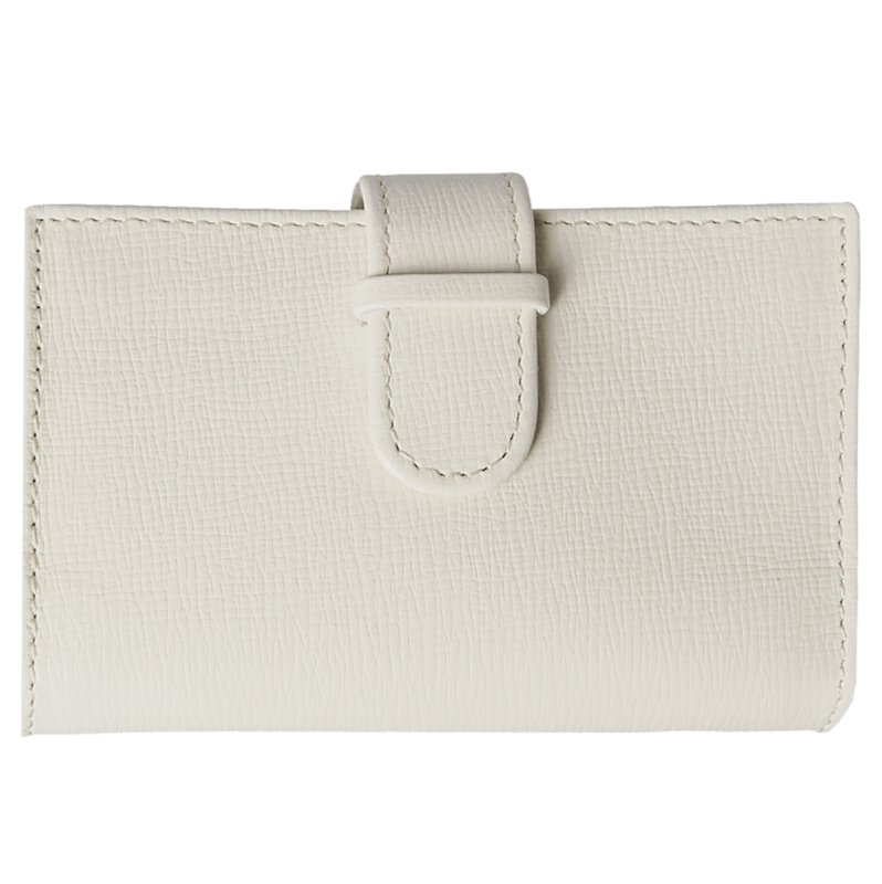 Saffiano Business Card Case Ivory