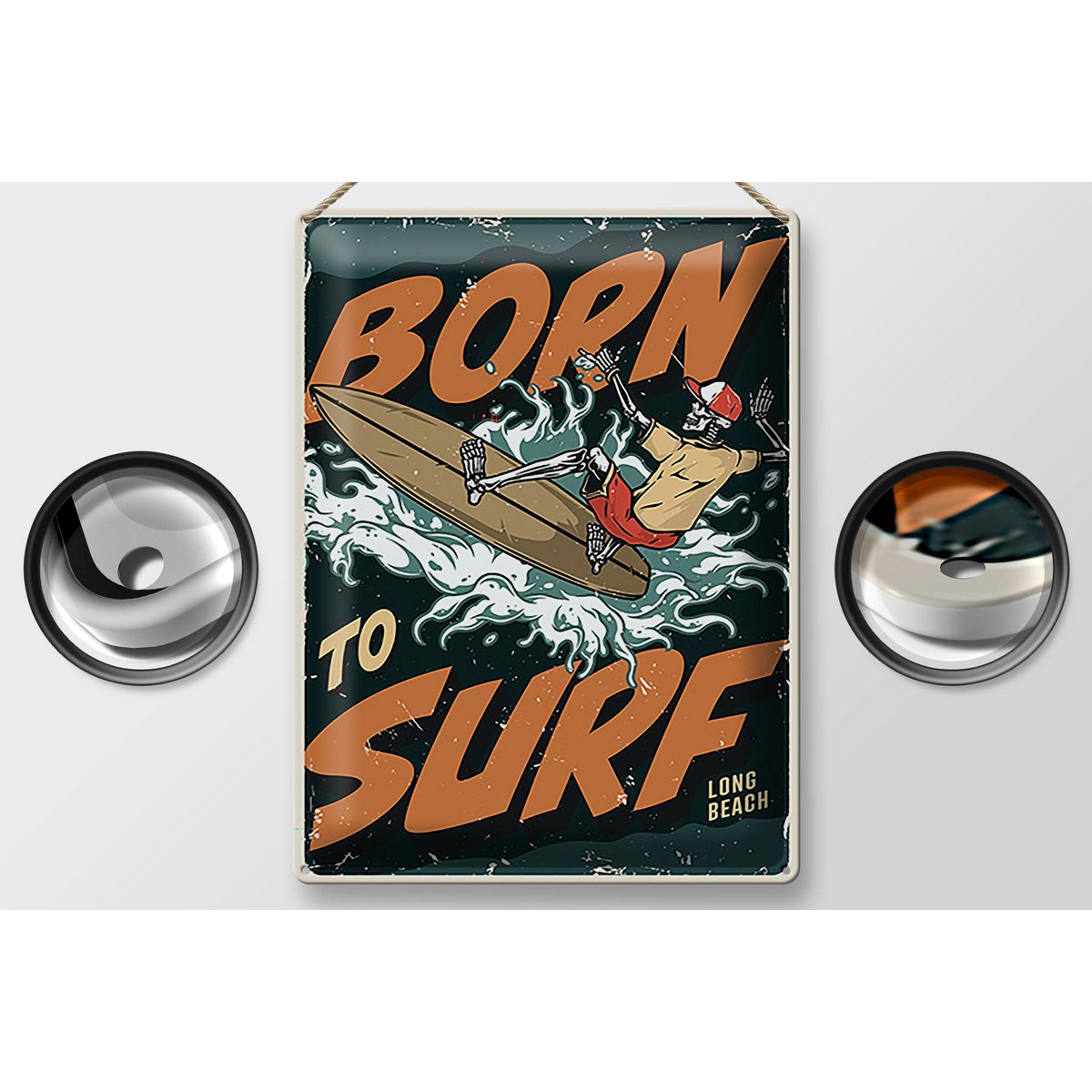 Blechschild Surfing 30x40cm Burn to surf long beach Sommer
