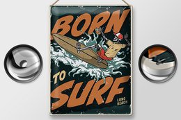 Blechschild Surfing 30x40cm Burn to surf long beach Sommer