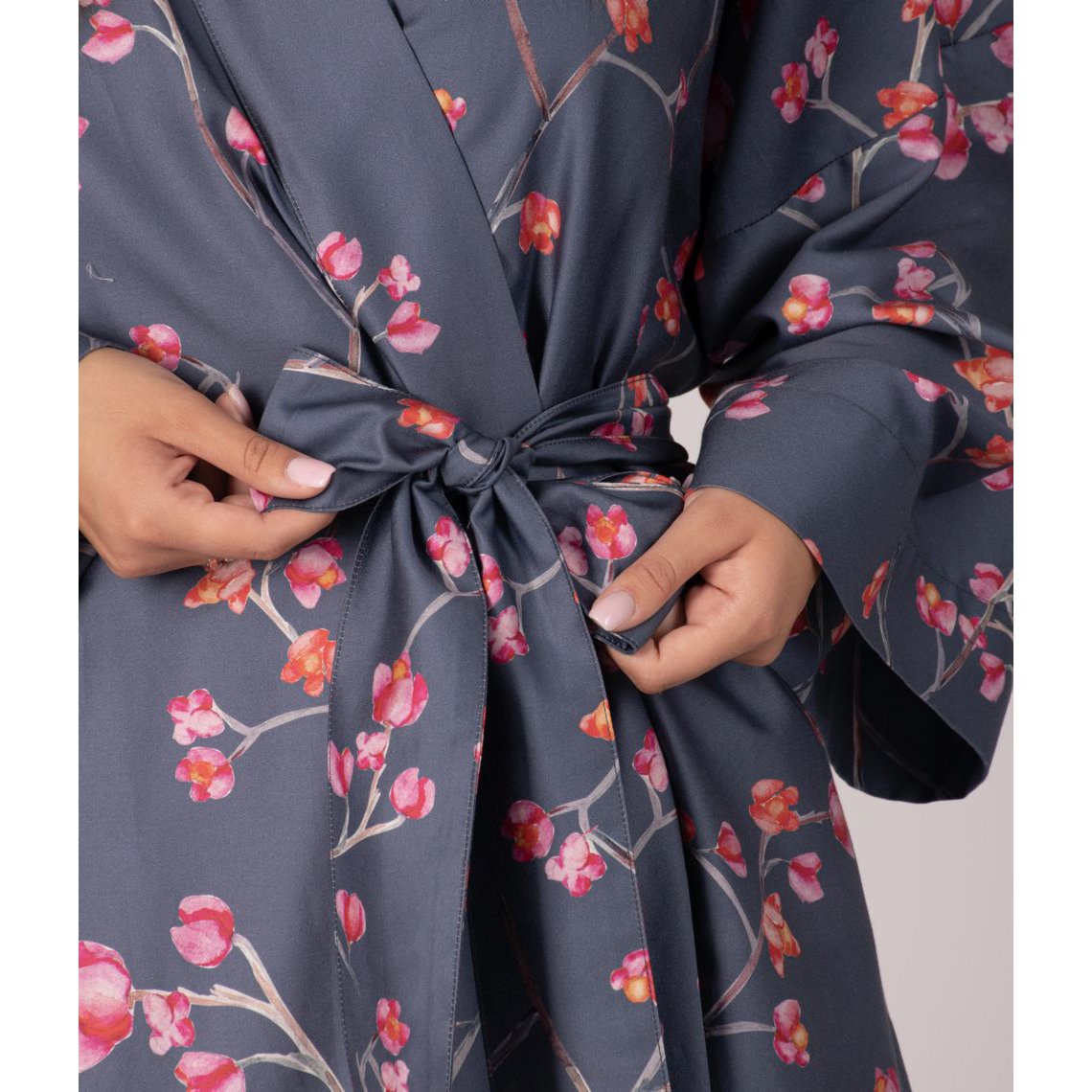Sateen bathrobe kimono Inspired Dark Blue