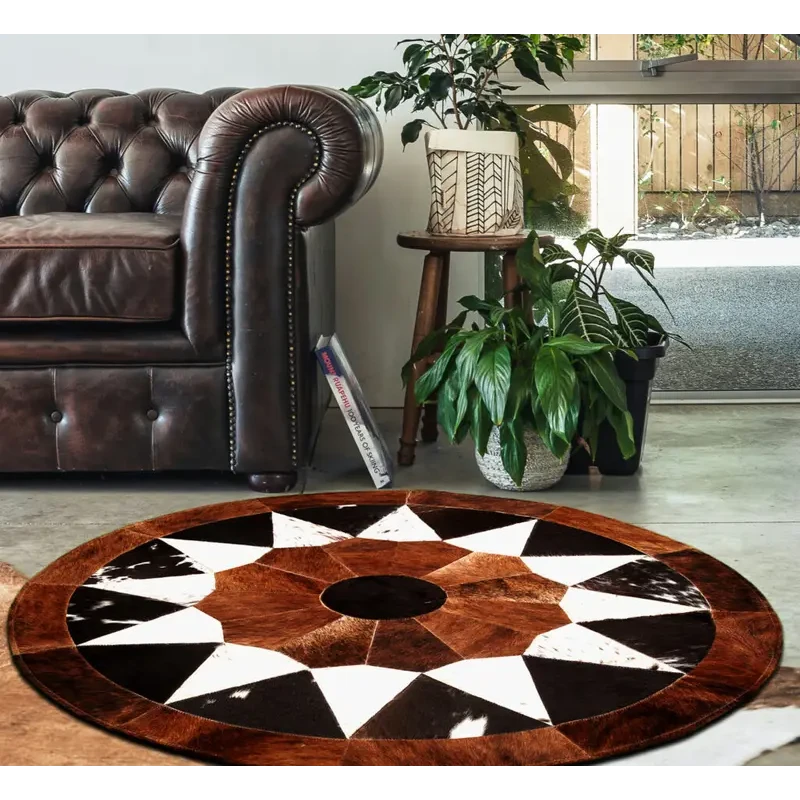 Dywan naturalny skórzany skórzany dywan | Ręcznie robiony dywan patchwork
