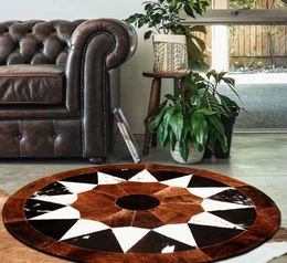Natural Cowhide Leather Area Rug | Håndlavet patchwork tæppe