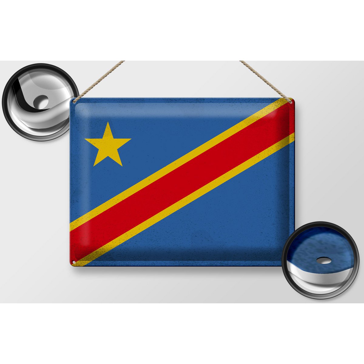 Tin Sign Flag DR Congo 40x30cm Flag Congo Vintage