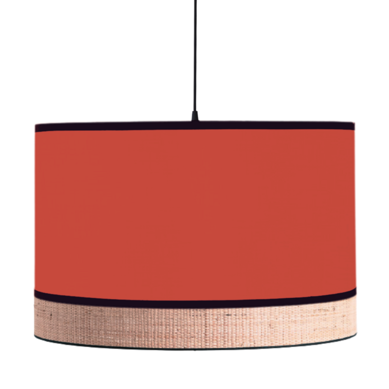 Suspension déco BORA en coton terracotta et raphia