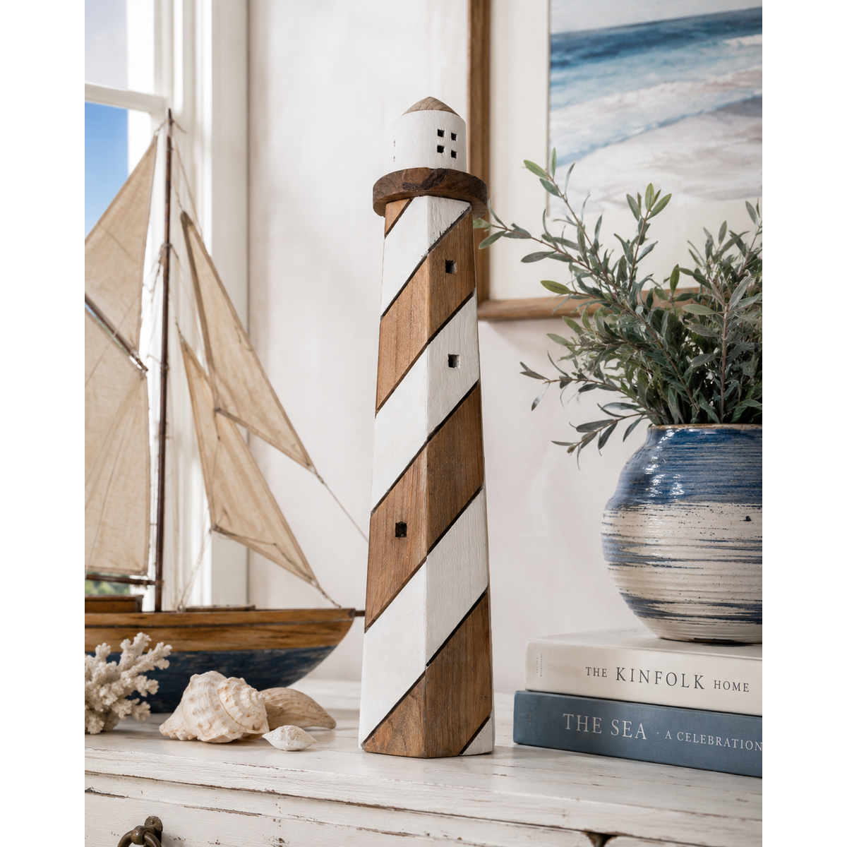 Brown wooden decorative light H50 D10